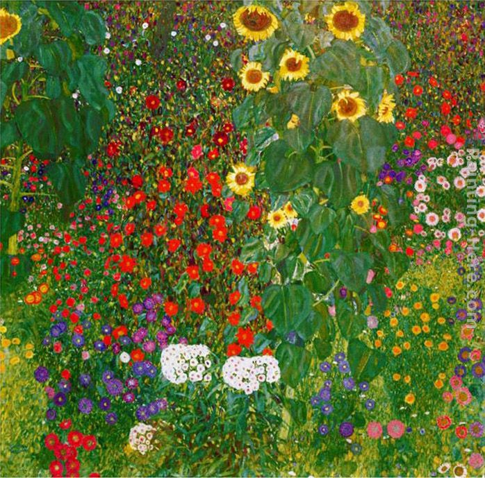 Garden with Sunflowers 1905-6 painting - Gustav Klimt Garden with Sunflowers 1905-6 art painting